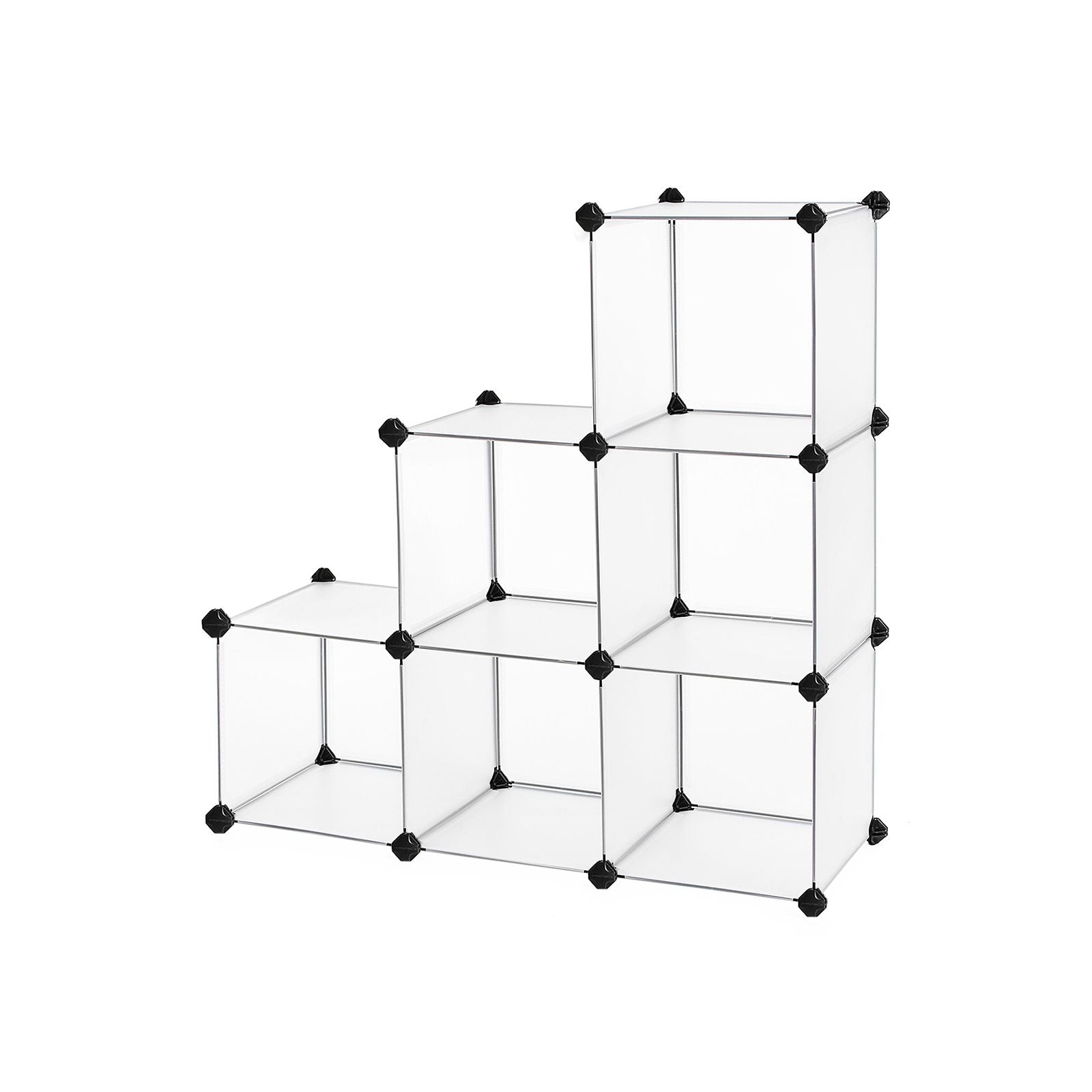 Shoe Rack - Cube skåp - förvaringsskåp med 6 fack - vita plastdörrar