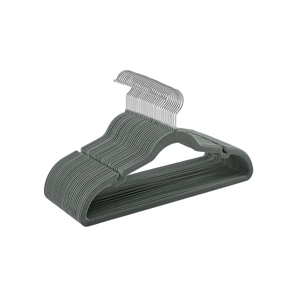 Klädhängare - sammetkläderhängare - Uppsättning av 30 stycken - anti -slip - roterande krok - grå