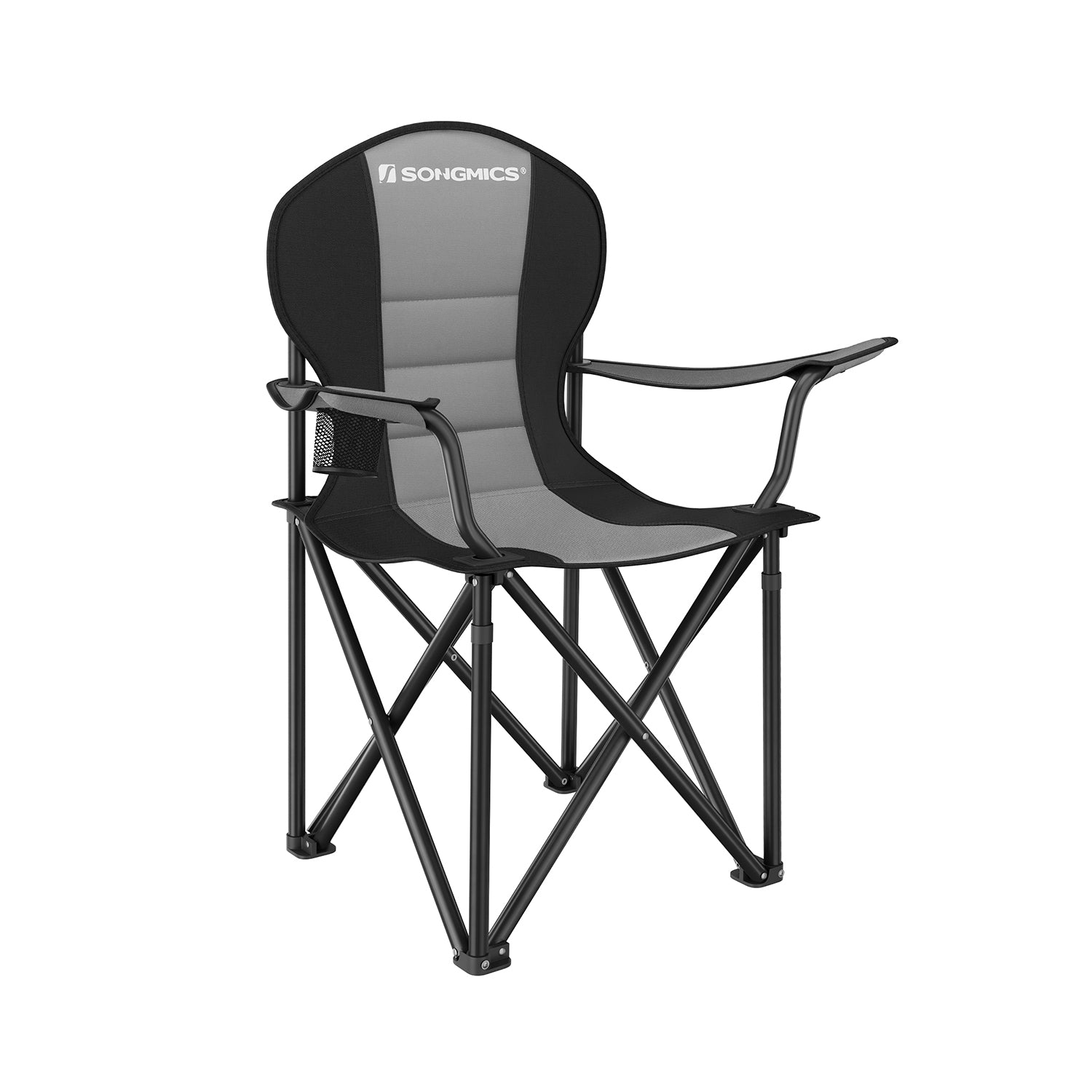 Campingstol med fodrad sittgall-svart-svart