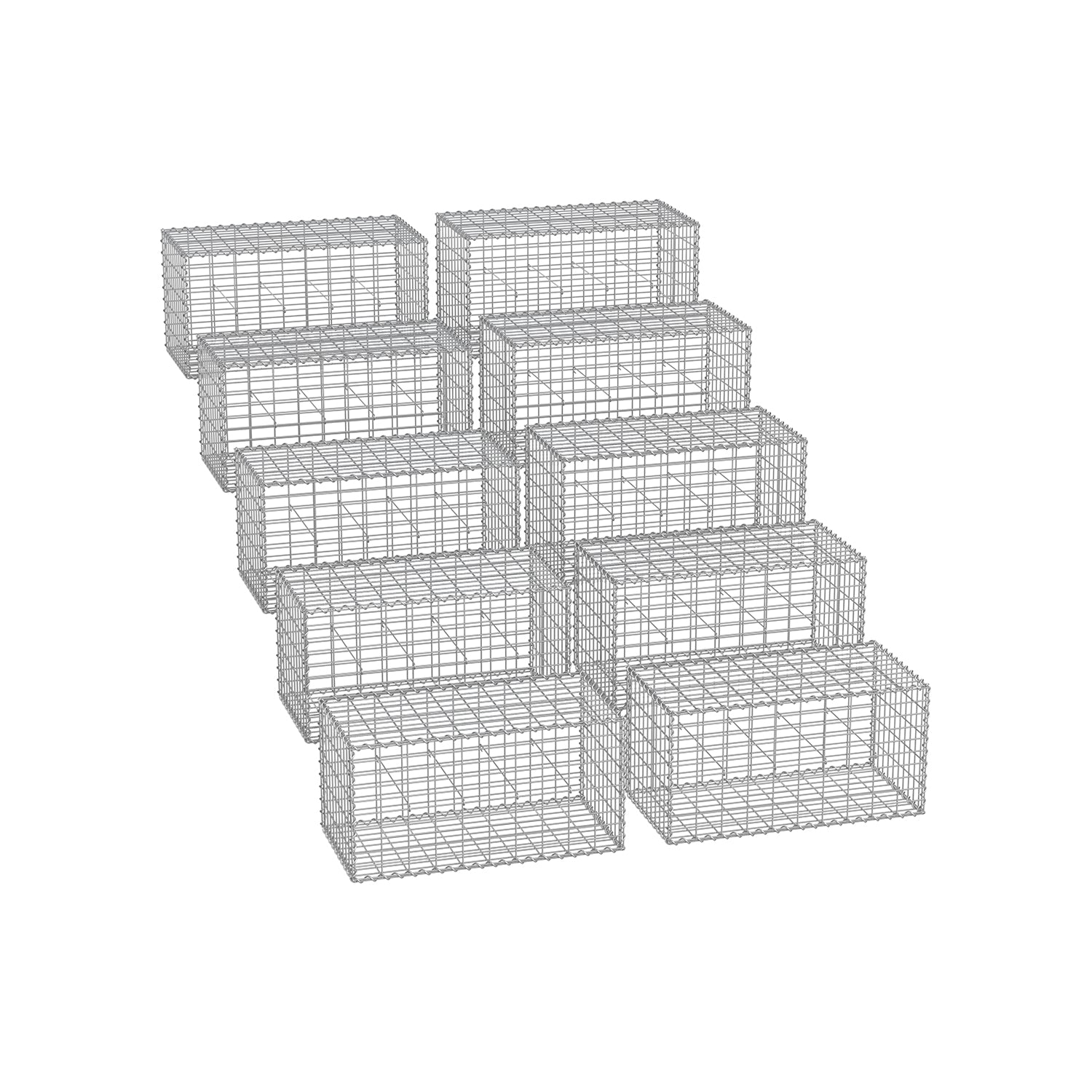 Trådkorgar - för stenar - 5 x 10 cm nätbredd - uppsättning av 10