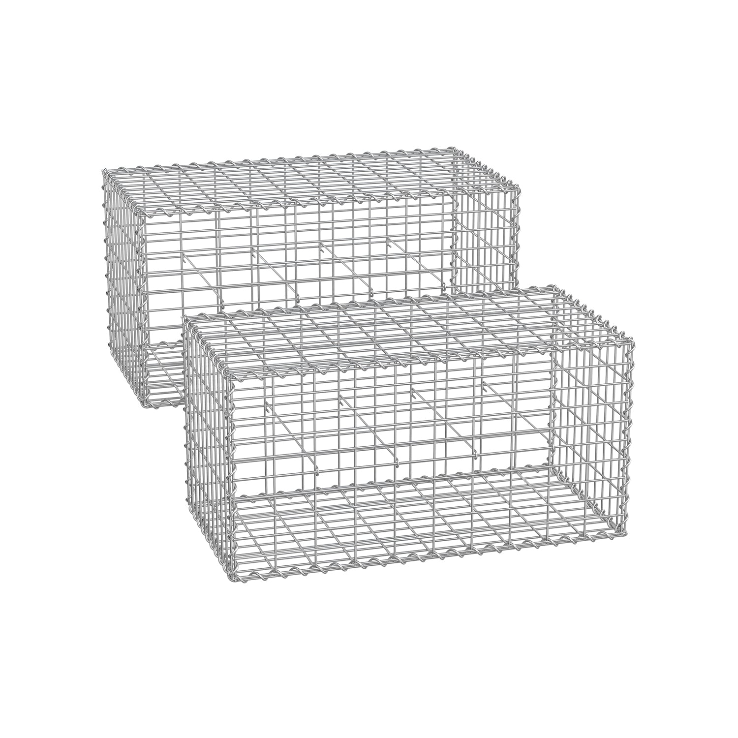 Trådkorg - 100 x 30 x 30 cm - uppsättning av 2 - silver