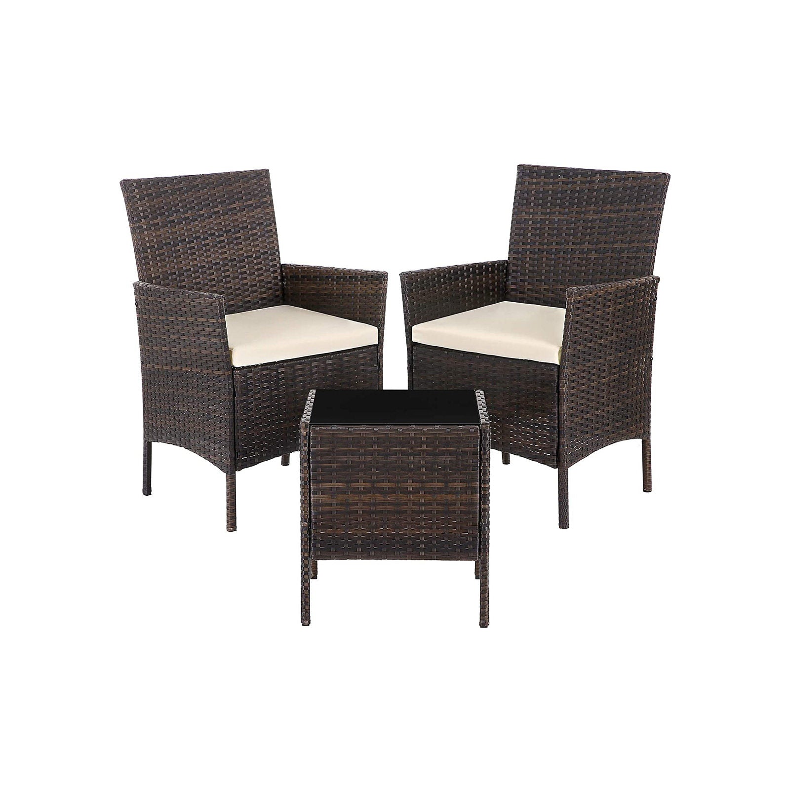 Garden Furniture Set - Lounge Set - 2 stolar och bord - Uteplatsmöbler - Brown