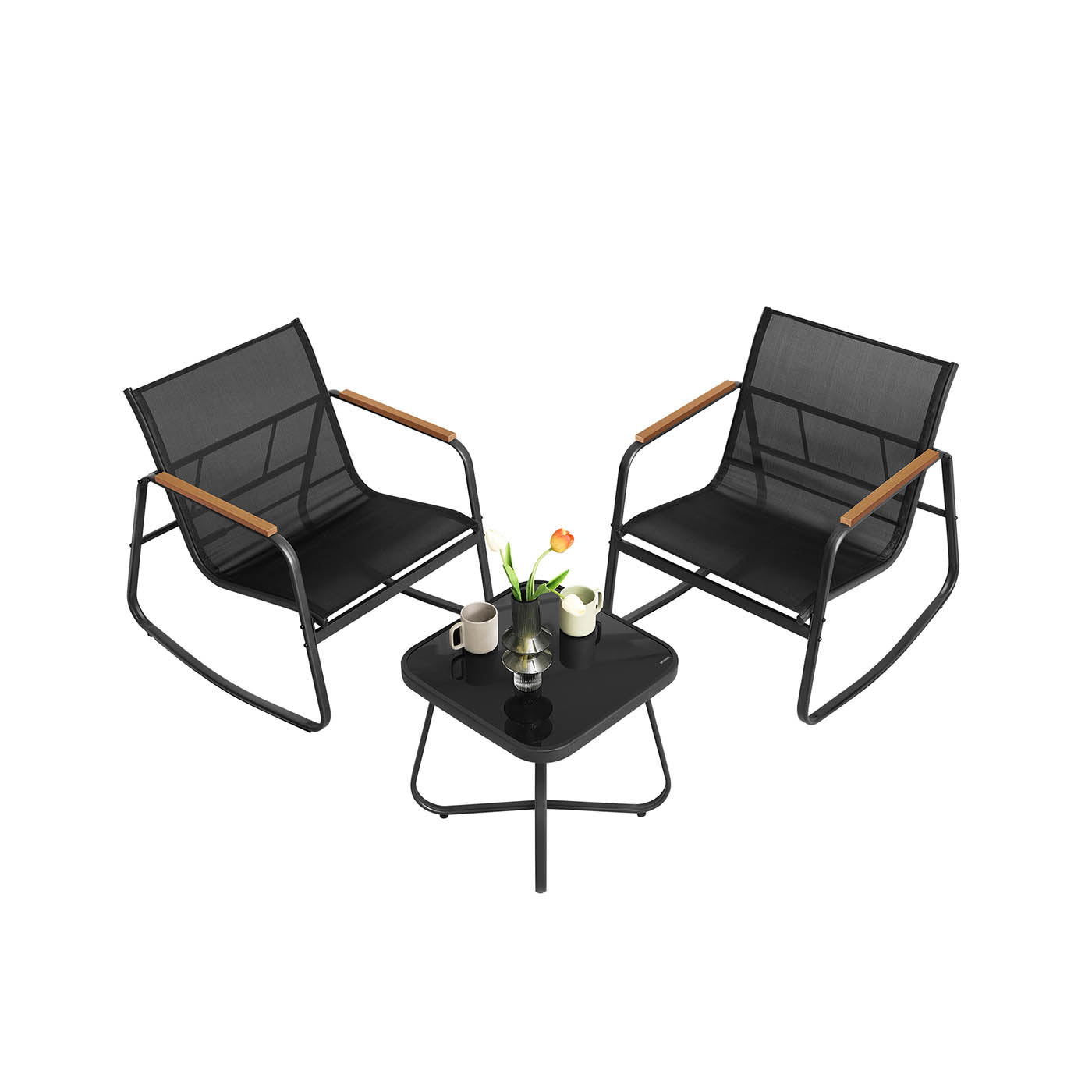 Garden Set-2 gungstolar + bordsvart-3-stycke