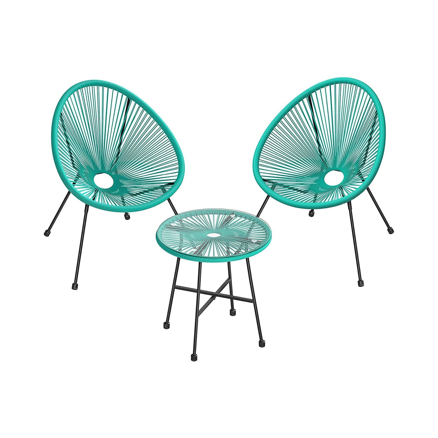 Lounge Set - Balkony Furniture - Garden Furniture Set - Set of 3 - Blue