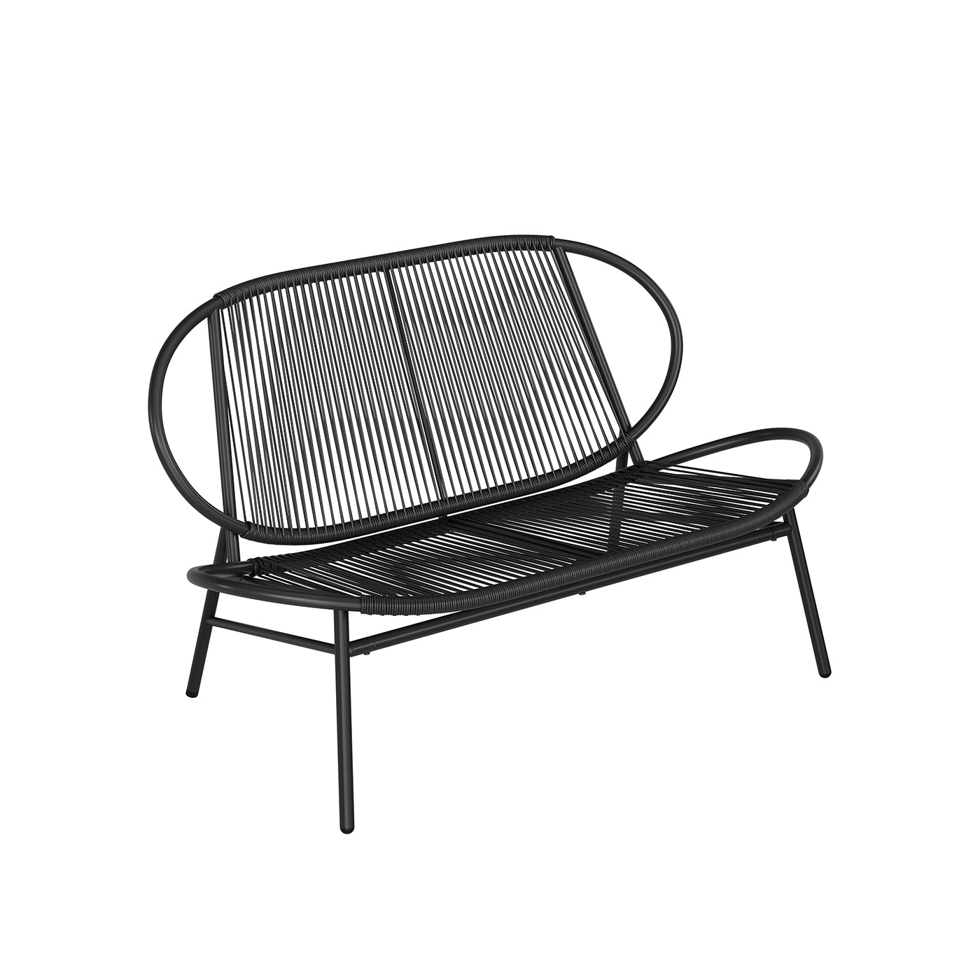 Trädgårdsbänk från PE Rotan - 70 x 138,5 x 79 cm - väderbeständig