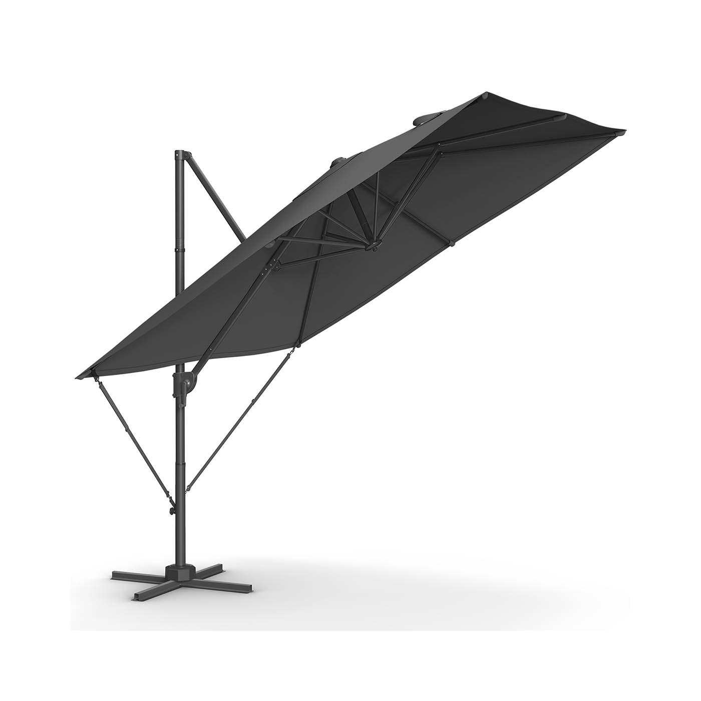 Parasol 270x270 cm - UPF 50+ - Med vev och korsfot - grå