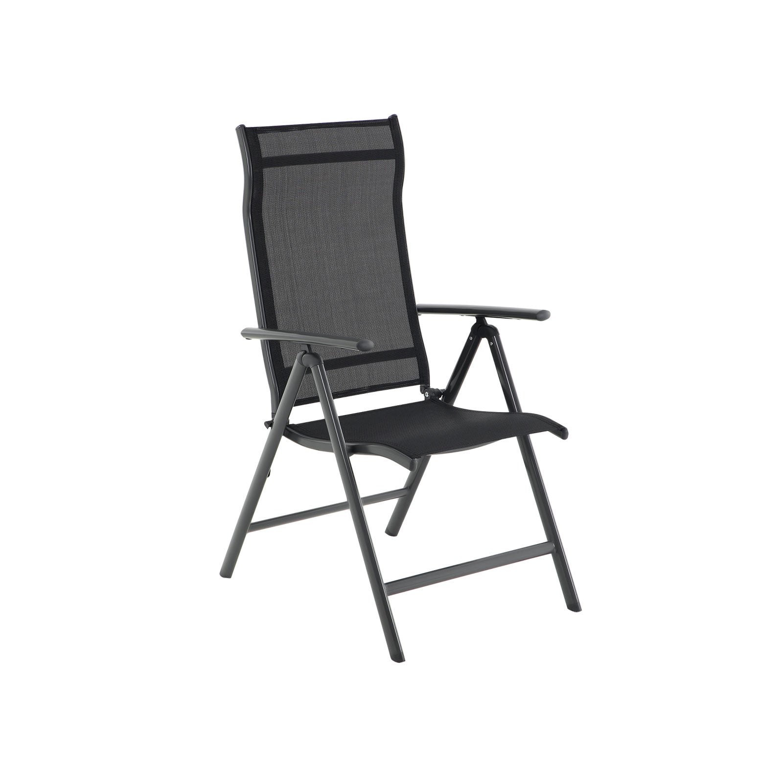 Trädgårdsstolar - Uppsättning av fyra trädgårdsstolar - Foldbar - Aluminium Frame - Svart