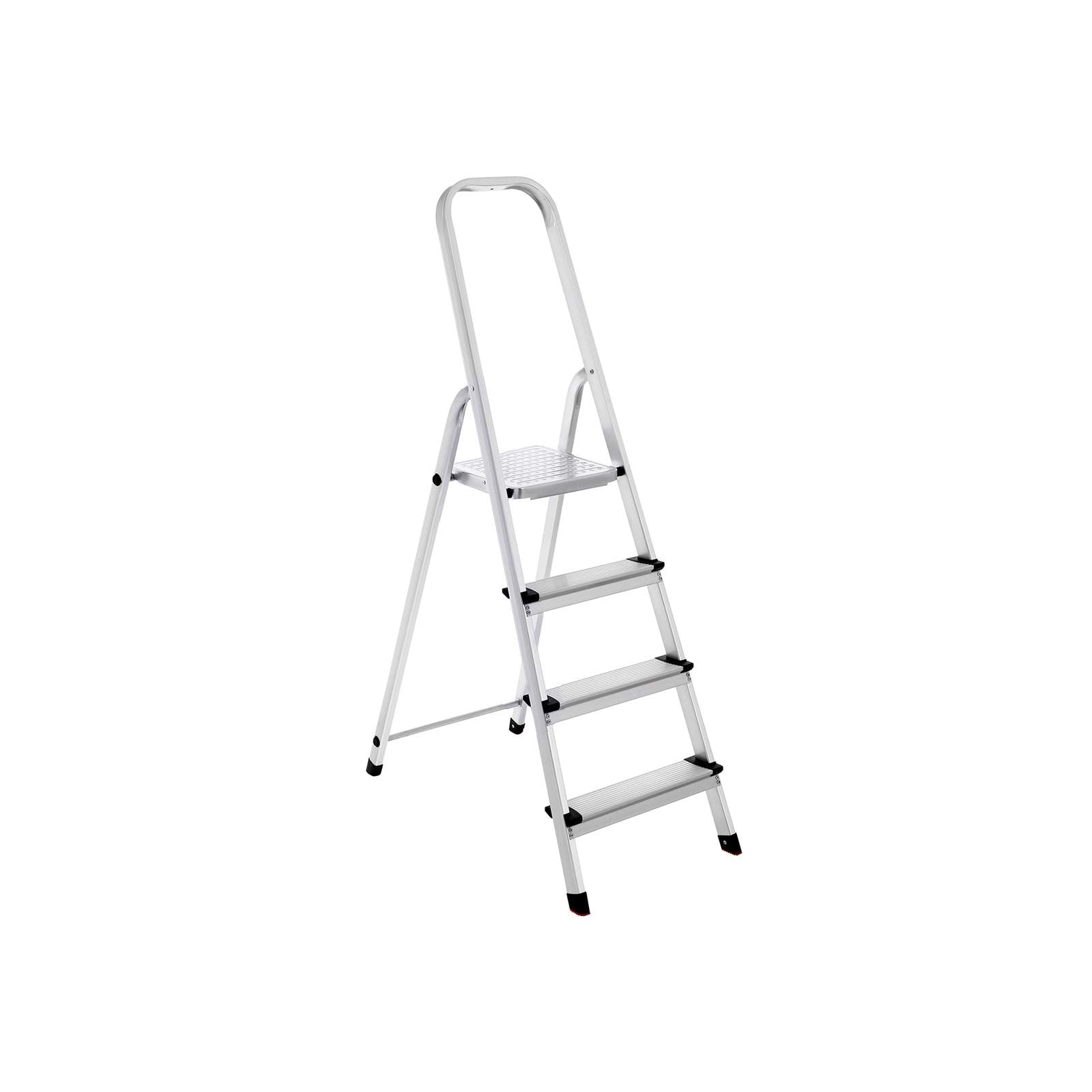 Hushållsradder - 4 nivåer - aluminium - anti -slip - silver