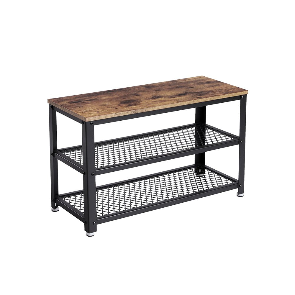 Skobänk - 2 hyllor - 73 x 30 x 45 cm - brun/svart