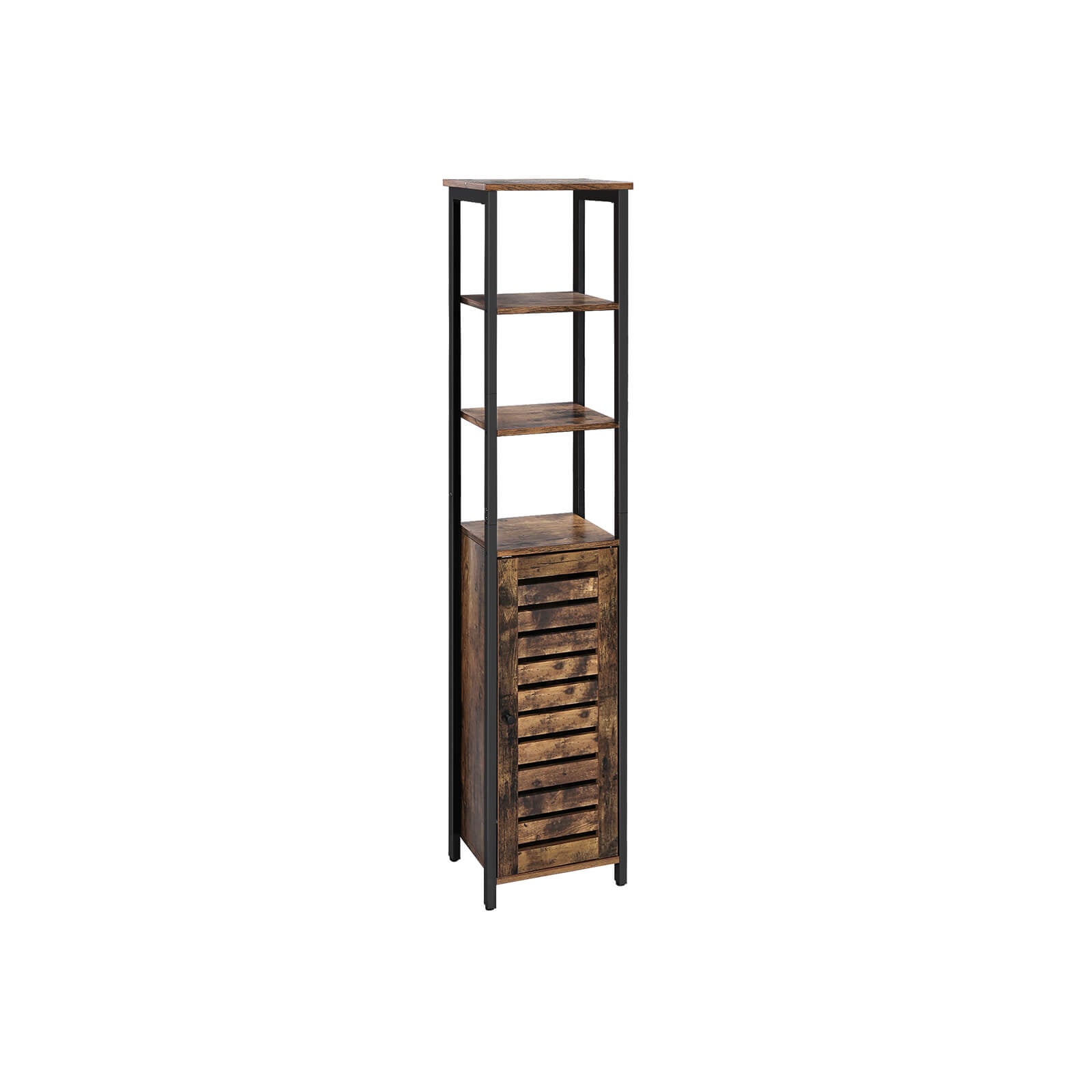 Kökskåp - smalt förvaringsskåp med 3 rack - industriell design - brun