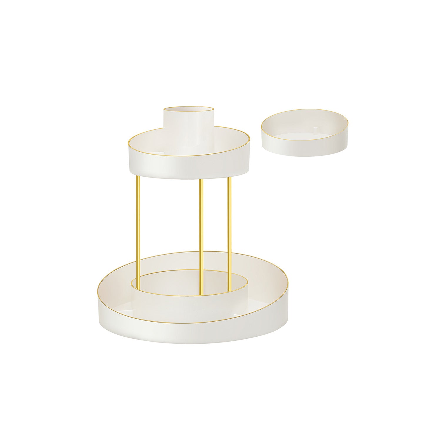 Make-Up Organizer Rotatable med extra skål med guldfärgad