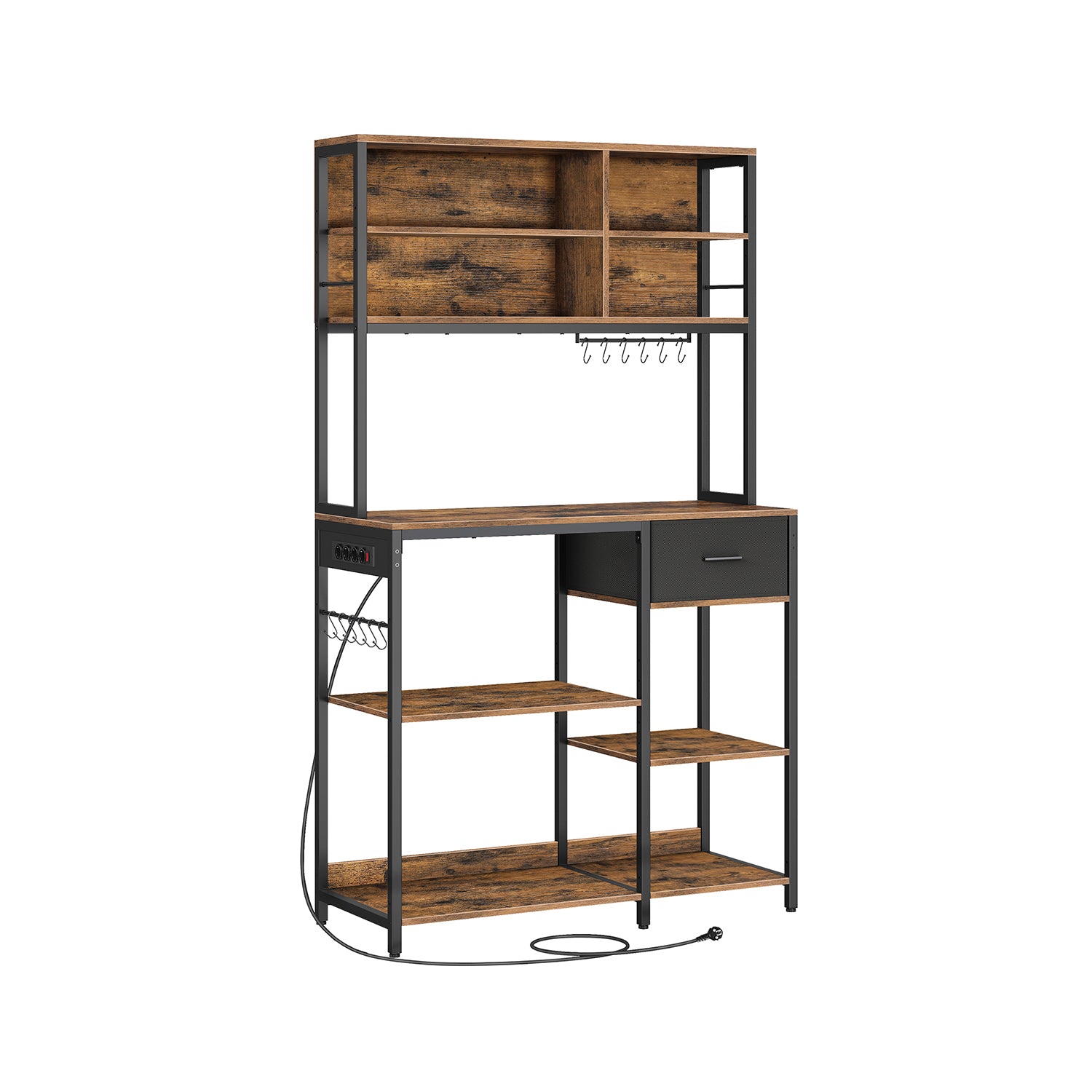 KitchenPlank - med uttag och justerbara hyllor - Vintage Brown & Ink -zwart