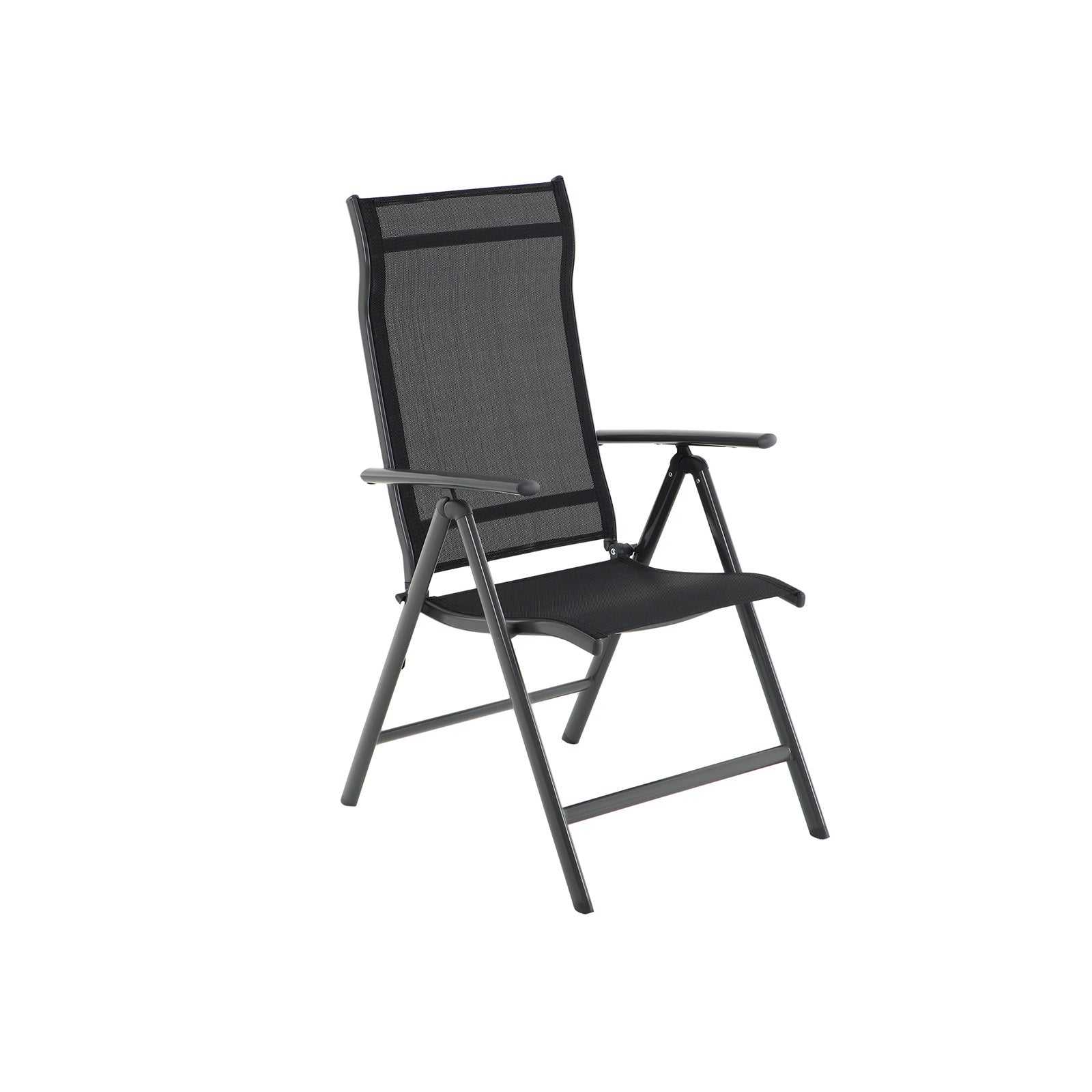 Garden Chair - Folding Chair - Justerbart ryggstöd - aluminiumram - Svart