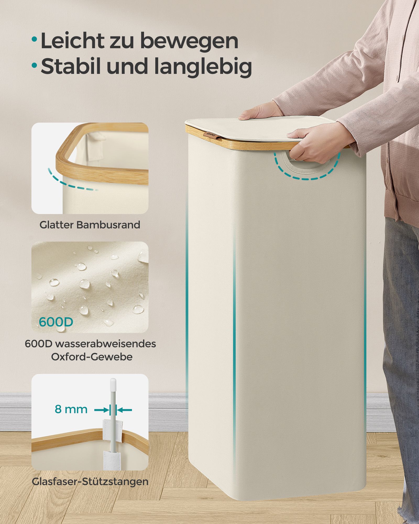 Tvättkorg 90 liter med avtagbar tvättväska