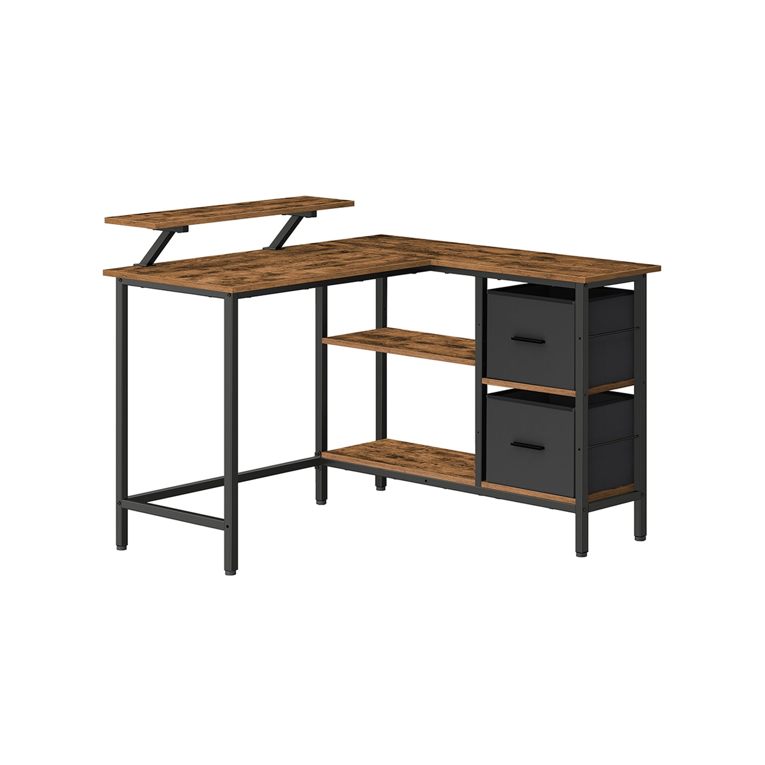 L-formad skrivbord-med 2 lådor-115 × 105 cm