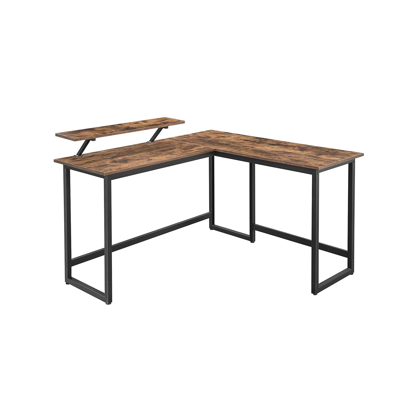 Corner Agency - l -formad skrivbord - med monitorfäste - 140 x 130 x 76 cm - svart