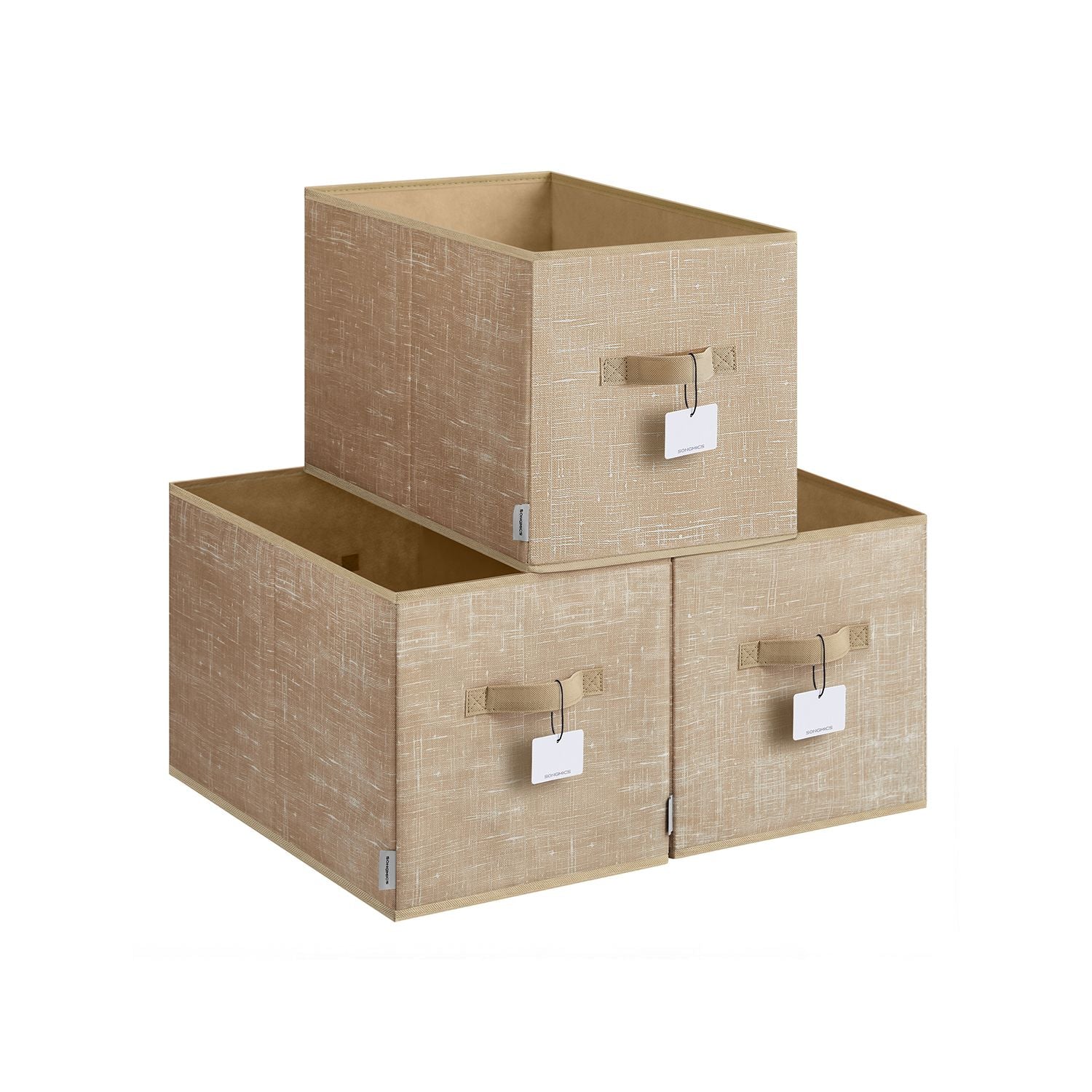 Lagringslådor uppsättningar av 3 50 x 30 x 30 cm sand beige