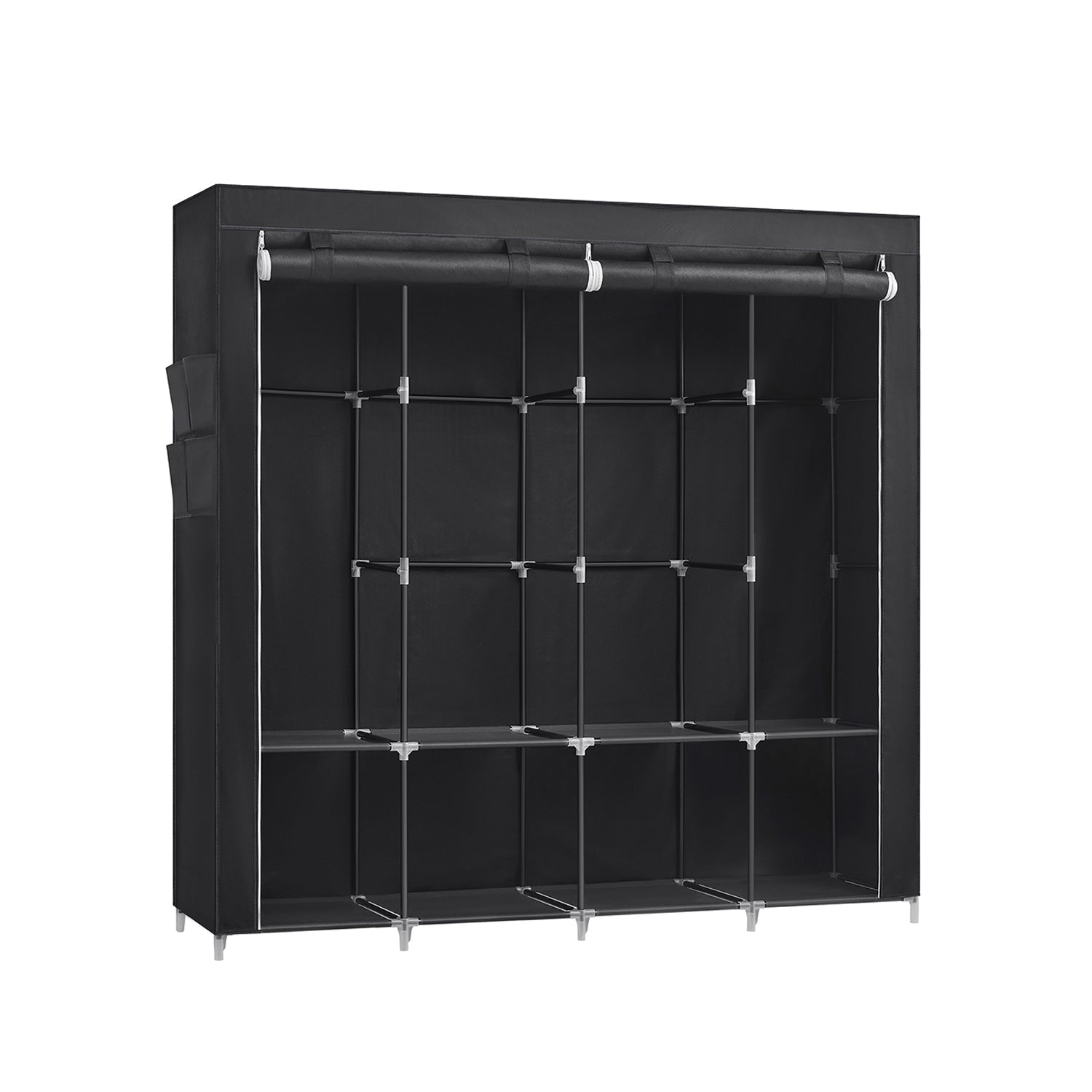 LINEN CUPBORD - Tyggarderob - 45 x 170 x 167 cm - med hyllor - svart