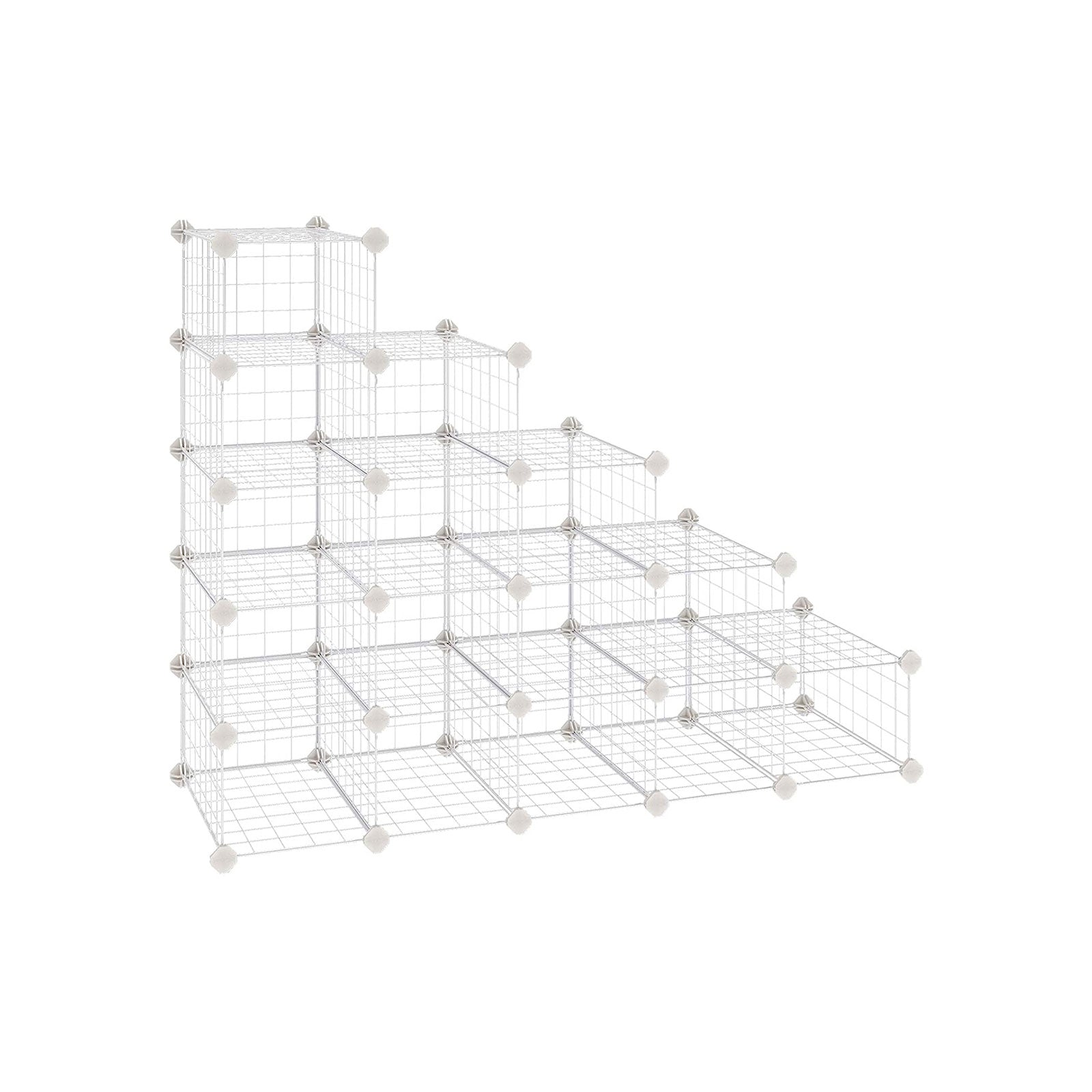 Shoe Rack - Cube skåp - 15 Metalltrådfickor - Vit