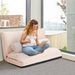 Ihopfällbar – Golvsoffa Sofa säng med Kudd och Ryggstöd steg Inställningsbar Golvfåtölj – 2 6 – Beige