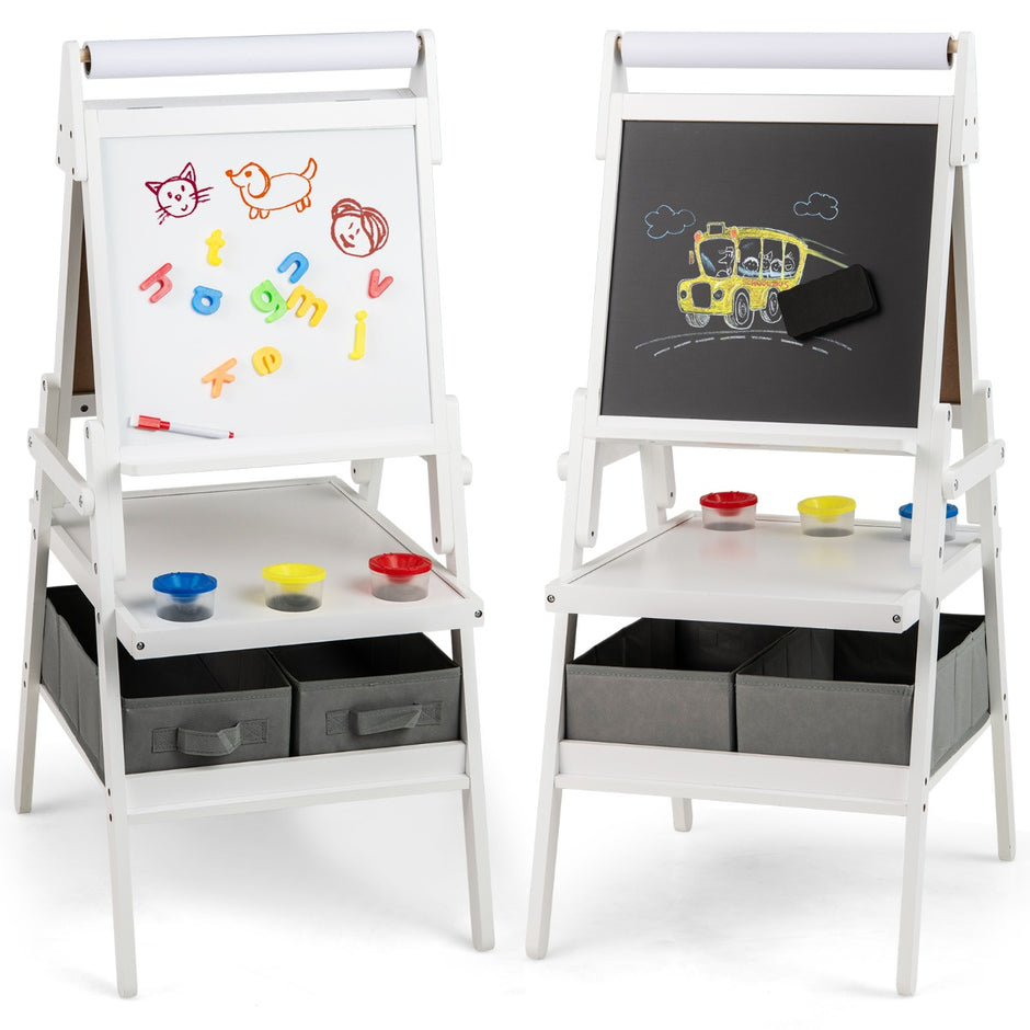 i – Barn Tafel med Pappersrulle och magnetisk Kritta Whiteboard Dubbelsidig – 3 1 – Vit