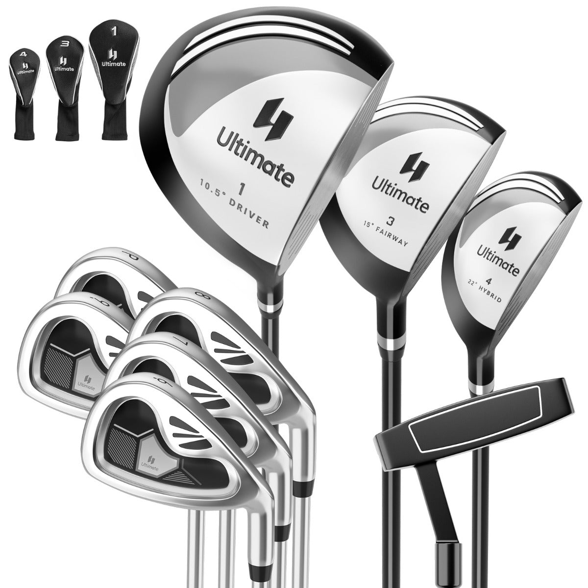 delat – komplett golfklubbset för högerhänta herrar, inklusive driver i zinklegering – 9 – Grå