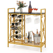 Vinkyl – för flaskor Fristående flaskställ med glas hållare och bordsskiva Vinställ Metall – 21 93 x 38 x 102 cm – Guld