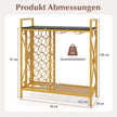 Vinkyl – för flaskor Fristående flaskställ med glas hållare och bordsskiva Vinställ Metall – 21 93 x 38 x 102 cm – Guld