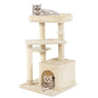 Kattställning – Liten Kattträd med Kattgrotta och mjuk Sittplats – 85 cm – Beige