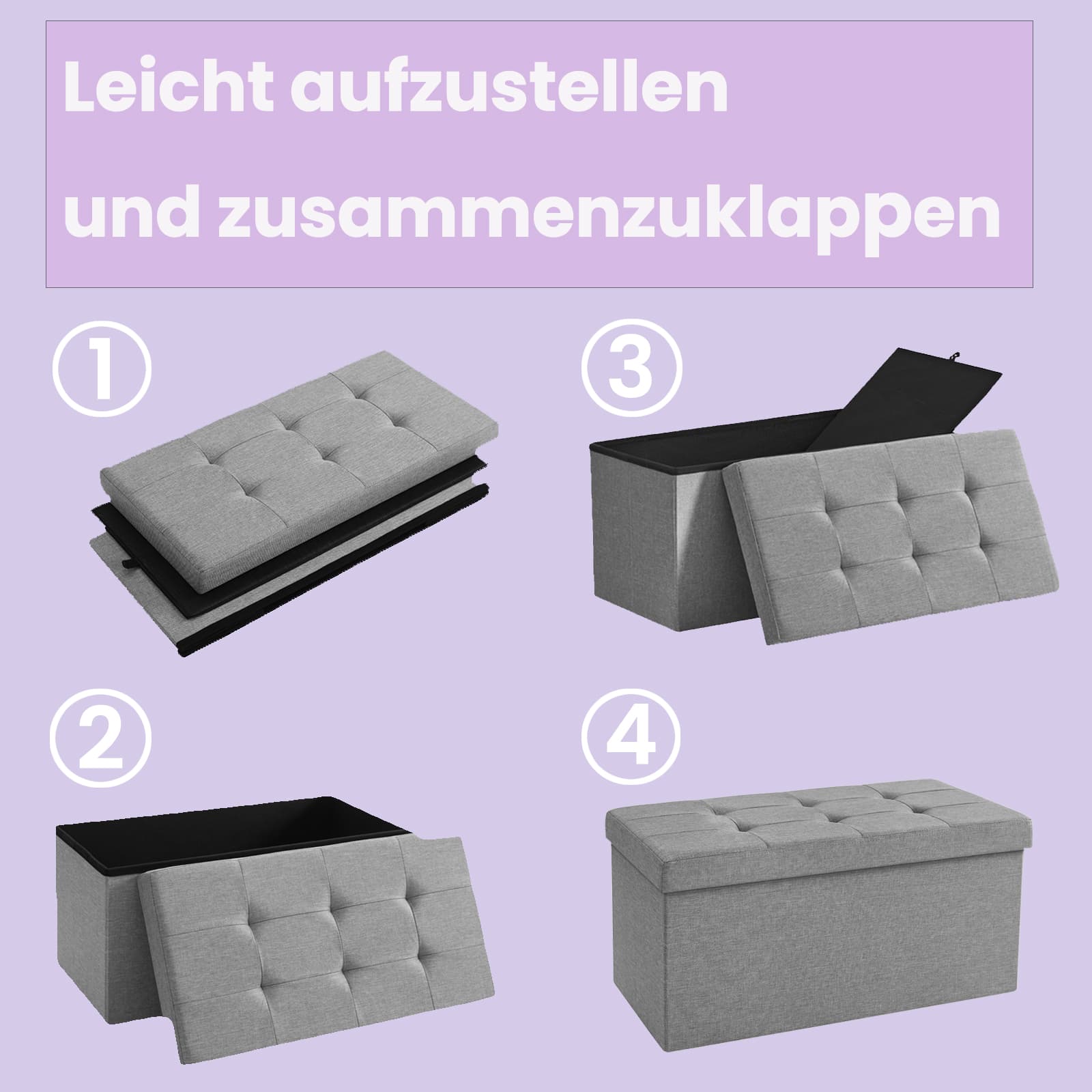 Soffa med lagringsutrymme - 38 x 76 x 38 cm - sätesbox - multifunktionell