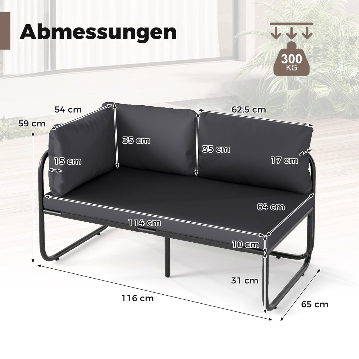 Trädgård – Lounge Soffa Möbler Utomhus med Kuddar sits – 2 – Grå