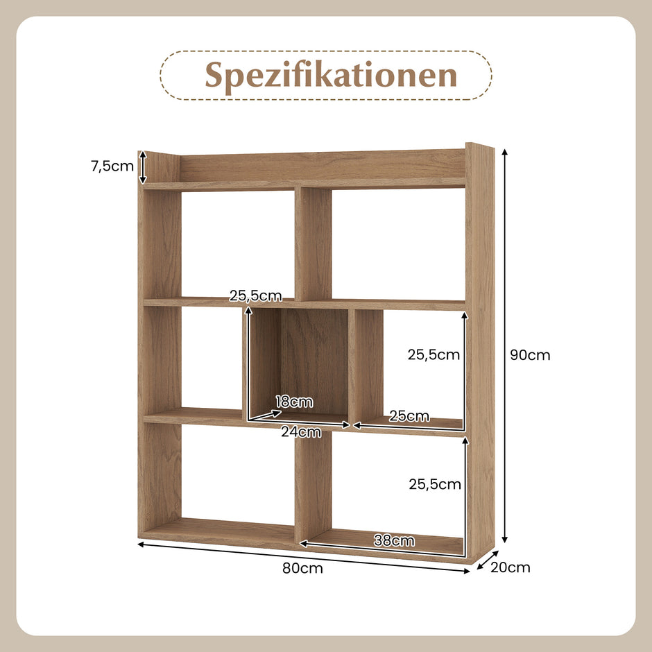 Bokhylla – med kuber Stående Kubhylla Förvaringshylla – 7 80 x 20 x 90 cm – Natur
