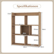 Bokhylla – med kuber Stående Kubhylla Förvaringshylla – 7 80 x 20 x 90 cm – Natur