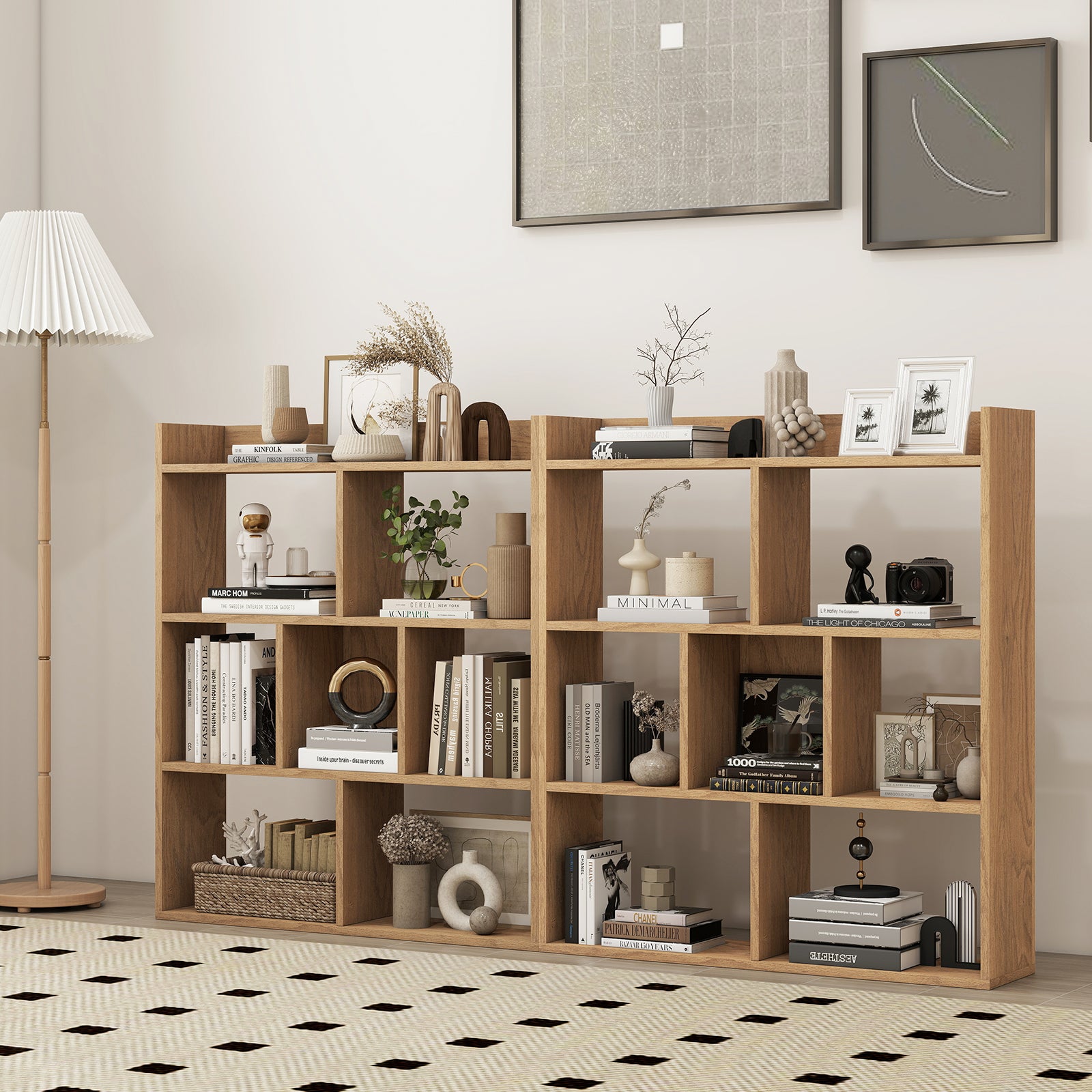 Bokhylla – med kuber Stående Kubhylla Förvaringshylla – 7 80 x 20 x 90 cm – Natur