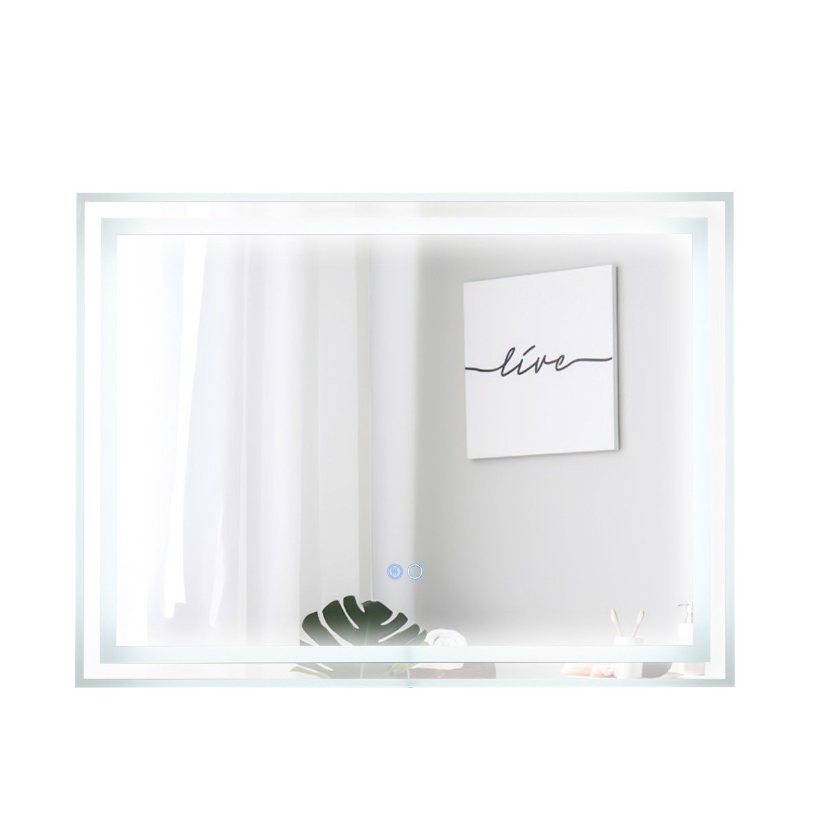 LED Badrumsspegel – med belysning Anti dim rektangulär – 80 x 60 cm – Silver