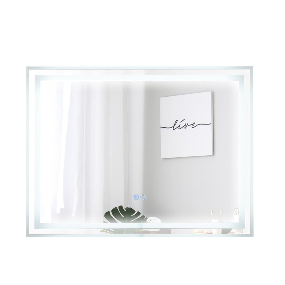 LED Badrumsspegel – med belysning Anti dim rektangulär – 80 x 60 cm – Silver