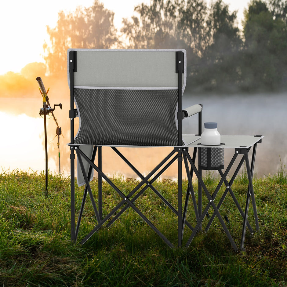 pack – strandstolar, hopfällbara picknickstolar med positioners justerbart ryggstöd och armstöd – 2 5 – Grå