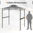 Grillpaviljong – med dubbelt tak och sidobord krokar Trädgårdspaviljong BBQ – 2 6 242 x 150 cm – Grå
