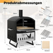 Utomhus – vedeldad pizzaugn lagers pizzatillverkare med fyrkantig sten pizzaspade grillgaller – 40 cm 2 – Svart