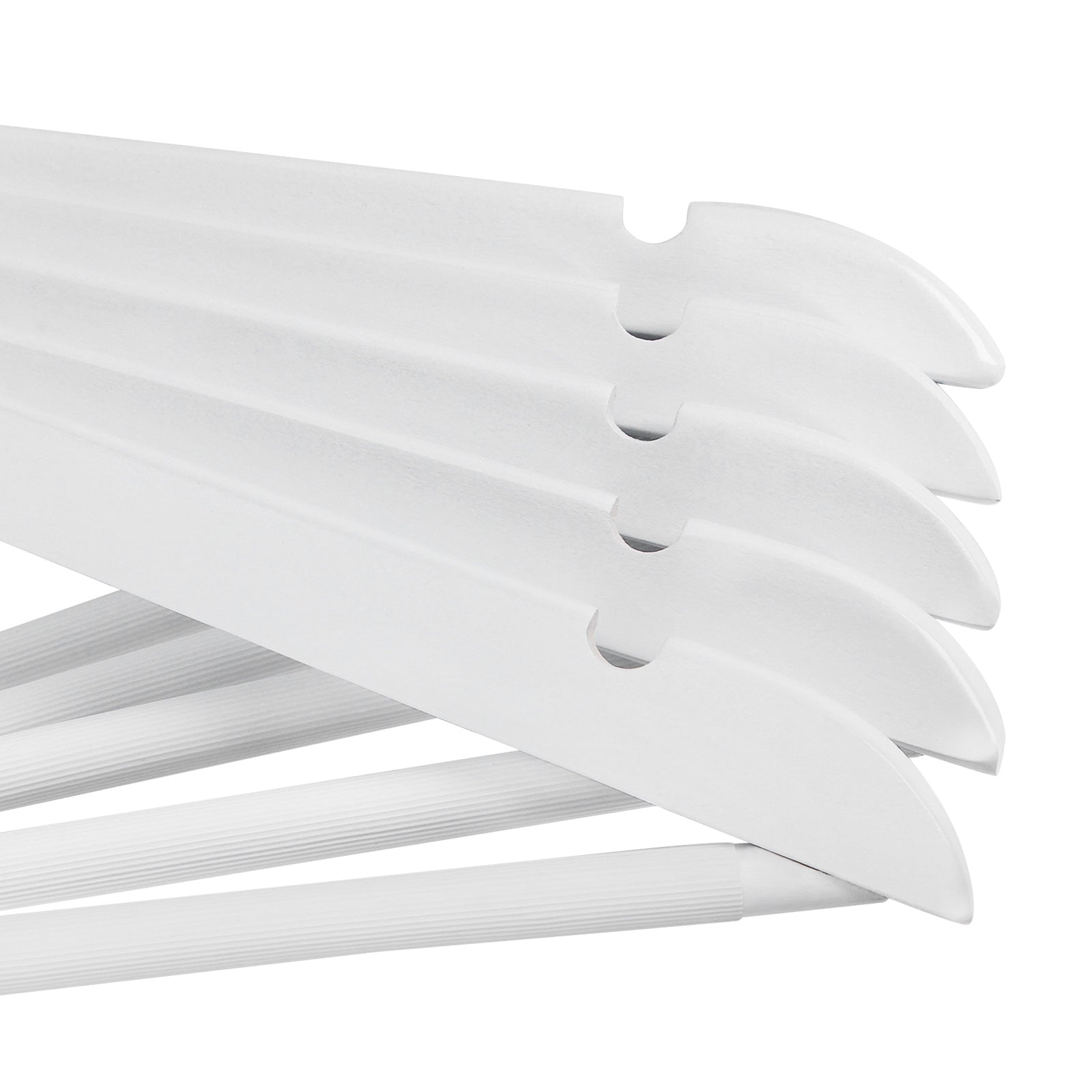 Träkläderhängare - uppsättning av 10 - fast trä - vitt