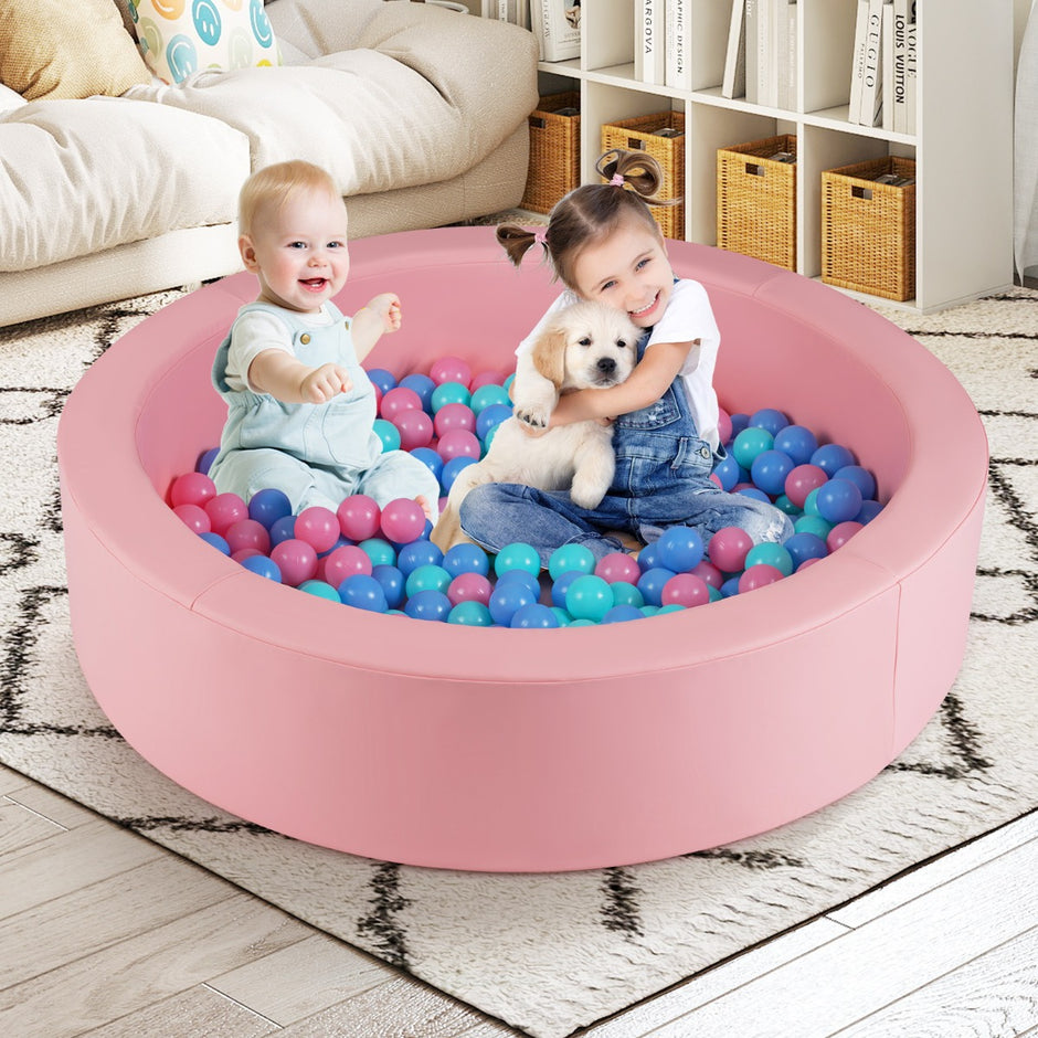 Babybollhav – med oceanbollar och tvättbart konstläderöverdrag Bollbassäng – 200 Ø 105 – Rosa