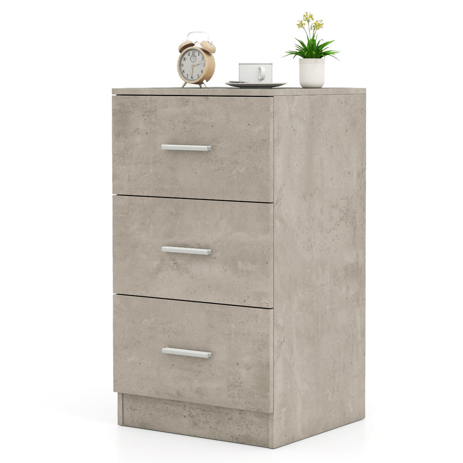 Nattduksbord – med lådor Högblanka nattbord Nattkommod för boxspring säng Cementgrå – 3 37 x 34 x 66,5 cm – Grå