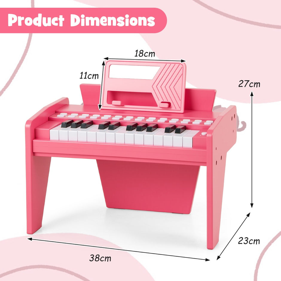 Tangent – Keyboard Barn Mini Digitalt Piano Träleksak med Inställbar Hastighet – 25 – Rosa