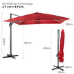Paraply – med lutningsinställningar för trädgårdsterrasser Caféer – 3 300 x 300 x 273 cm – Vinröd