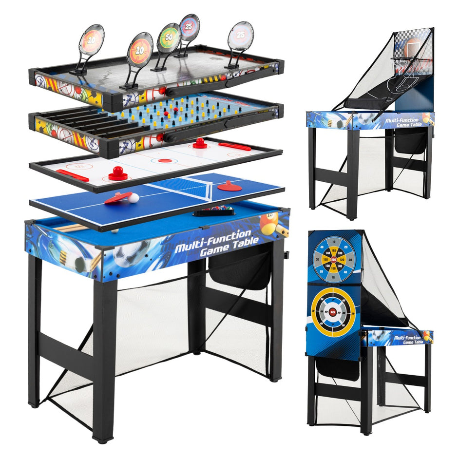 I – Kombi Speltavla Set Multi Med Billiard Hockey Bordtennis Basketboll Fotboll Skjuta Flipper Dart – 10 1 – Blå