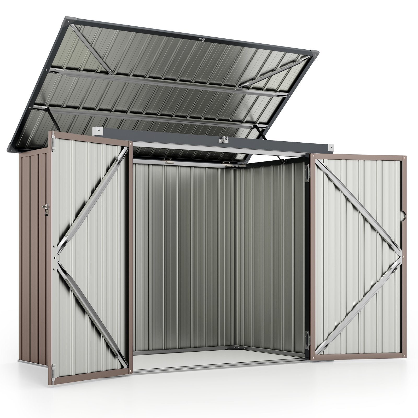 Sopkärlbox – för Sopbox i galvaniserat metall Sophus med dörrar – 2 2 172 x 95,5 x 130 cm – Brun