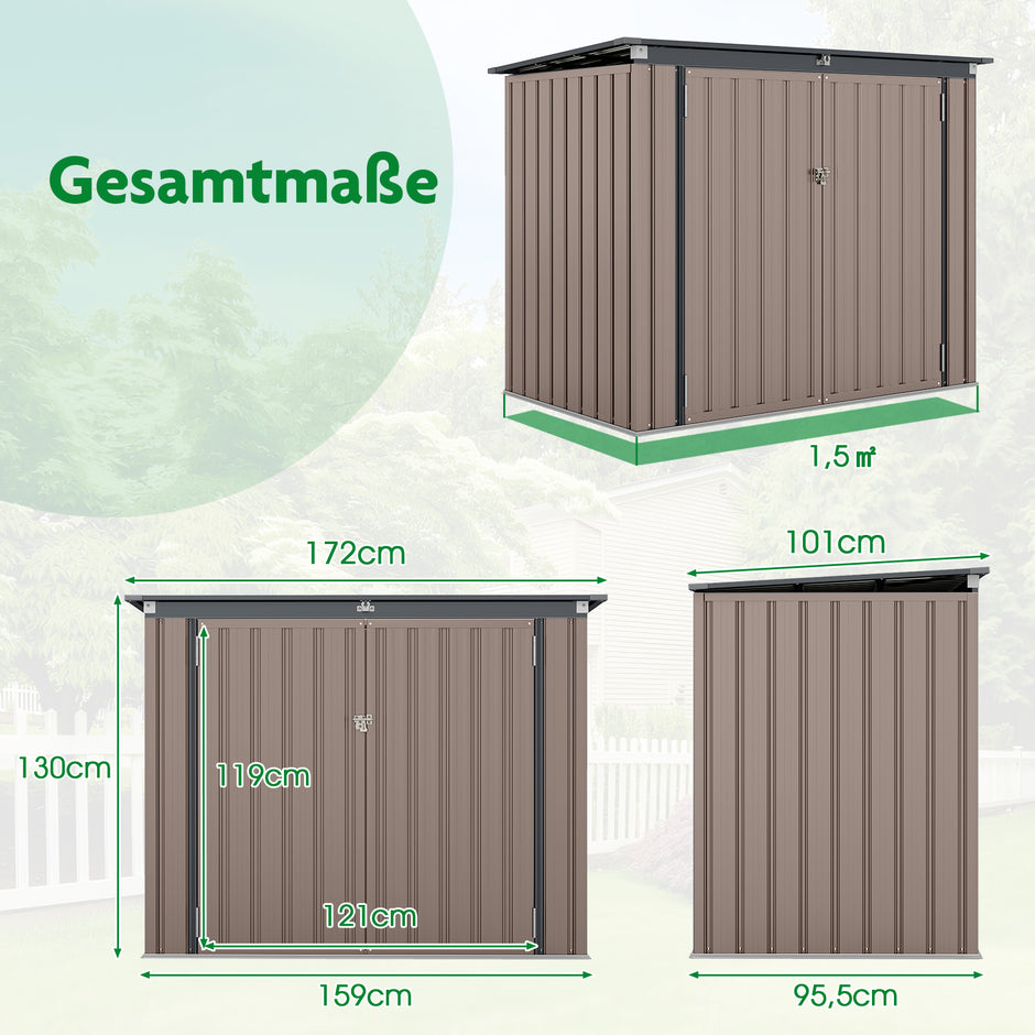 Sopkärlbox – för Sopbox i galvaniserat metall Sophus med dörrar – 2 2 172 x 95,5 x 130 cm – Brun