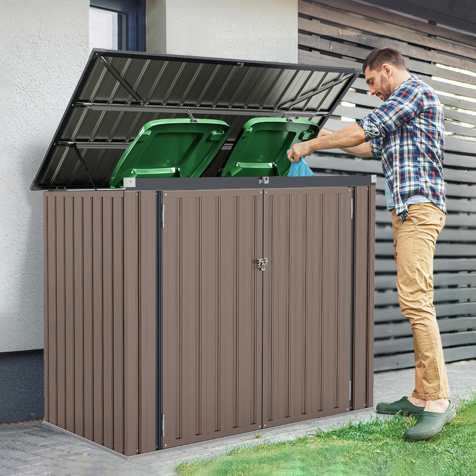 Sopkärlbox – för Sopbox i galvaniserat metall Sophus med dörrar – 2 2 172 x 95,5 x 130 cm – Brun