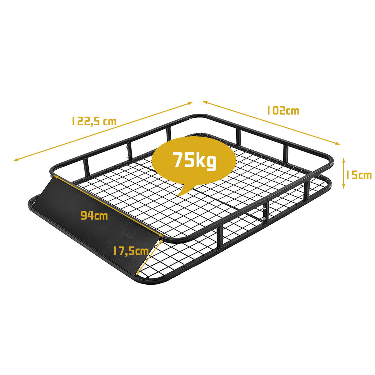 Universal – Takräcke Bilbagagehylla Takkorg Tillverkad av stål – 122,5 x 102 x 15 cm – Svart