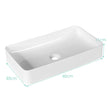 Tvättställ – Porslinskonstfat Keramiskt handfat med popup avlopp – 60 x 35 x 11 cm – Vit